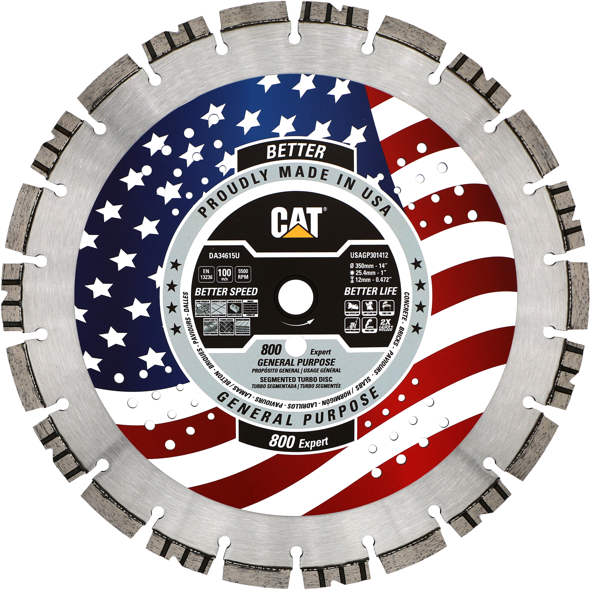 CAT, Cat 800 Expert Made in USA General Purpose 14in., Blade Diameter 14 in, Included (qty.) 1 Model# DA34615U